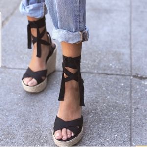 Lulu's Esme Espadrilles Lace Up Wedges